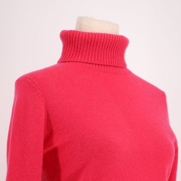 LANDS' END 100% Cashmere Turtleneck Sweater Hot Pink Size XS (2-4) - Picture 3 of 7